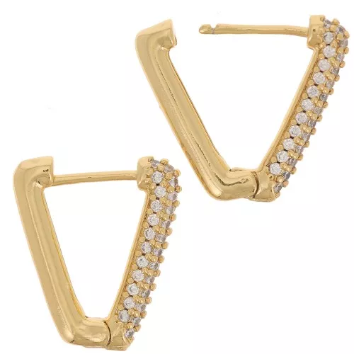 18x16mm Design sleeper with zirconium oxide - Gold Tone - Crystal x2