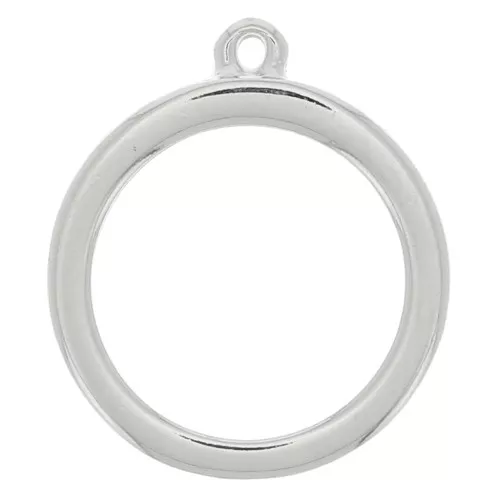 24.5x28mm Round-shaped Pendant for UV & bi-component resin - Rhodium Tone x1