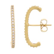 22x2mm Round bar earstuds with zirconium oxide - Gold Tone - Crystal x2|raw }}