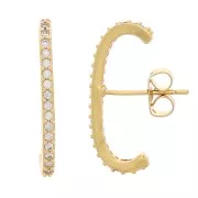22x2mm Round bar earstuds with zirconium oxide - Gold Tone - Crystal x2