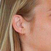 22x2mm Round bar earstuds with zirconium oxide - Gold Tone - Crystal x2