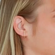 22x2mm Round bar earstuds with zirconium oxide - Gold Tone - Crystal x2