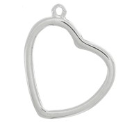 28x32mm Heart-shaped Pendant for UV & bi-component resin - Rhodium Tone x1|raw }}