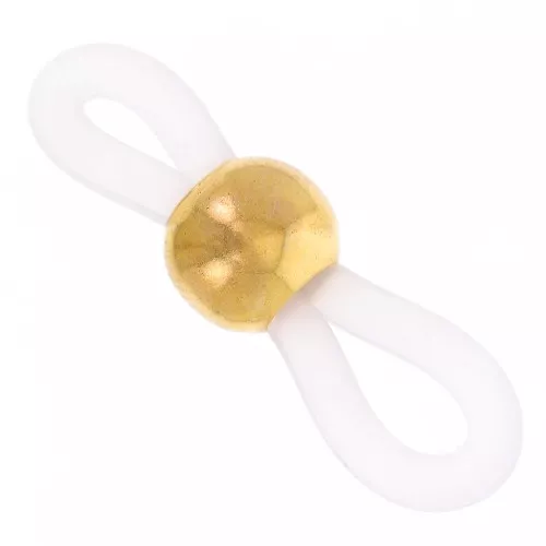 Eyeglass Chain Rubber End Loops with beads - White - Gold Tone x4