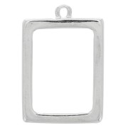 21x31mm Rectangular-shaped Pendant for UV & bi-component resin - Rhodium Tone x1|raw }}