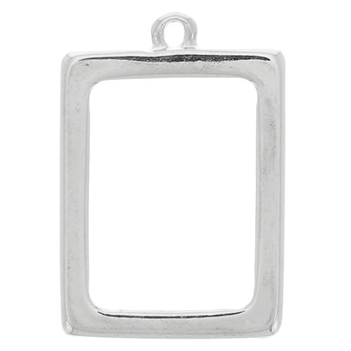 21x31mm Rectangular-shaped Pendant for UV & bi-component resin - Rhodium Tone x1