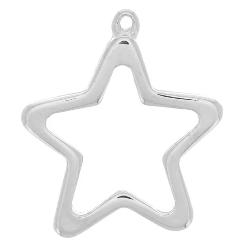 31.5x34 mm Star-shaped Pendant for UV & bi-component resin - Rhodium Tone x1