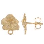 12x9mm Flower earstuds - with closed ring - Fine Gold Plated x2|raw }}