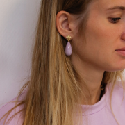 12x10mm Flower earstuds - with closed ring - Fine Gold Plated x2