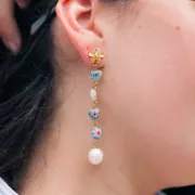 12x10mm Flower earstuds - with closed ring - Fine Gold Plated x2