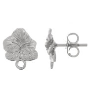 12x9mm Flower earstuds - with closed ring - Rhodium Tone x2|raw }}