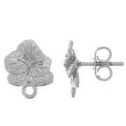 12x9mm Flower earstuds - with closed ring - Rhodium Tone x2