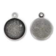 Pendant cabochon setting oval-shaped 10mm Old silver tone x1|raw }}