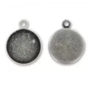 Pendant cabochon setting oval-shaped 10mm Old silver tone x1