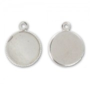 Pendant cabochon setting oval-shaped 10mm silver tone  x1|raw }}
