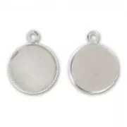 Pendant cabochon setting oval-shaped 10mm silver tone  x1