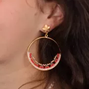 12x10mm Flower earstuds - with closed ring - Rhodium Tone x2