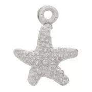 12x9mm Starfish Charm - Rhodium Tone x1