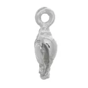 10x3mm Sea Shell Charm - Rhodium Tone x1