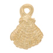 9x7mm Scallop Charm - Fine Gold Tone x1