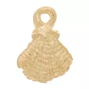 9x7mm Scallop Charm - Fine Gold Tone x1
