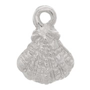 9x7mm Scallop Charm - Rhodium Tone x1