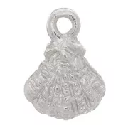 9x7mm Scallop Charm - Rhodium Tone x1