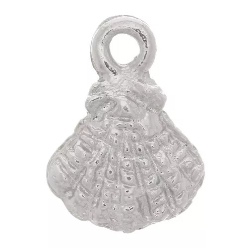 9x7mm Scallop Charm - Rhodium Tone x1