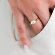 Fine adjustable and interchangeable ring T.53 to T.55 - Gilded with fine gold x1