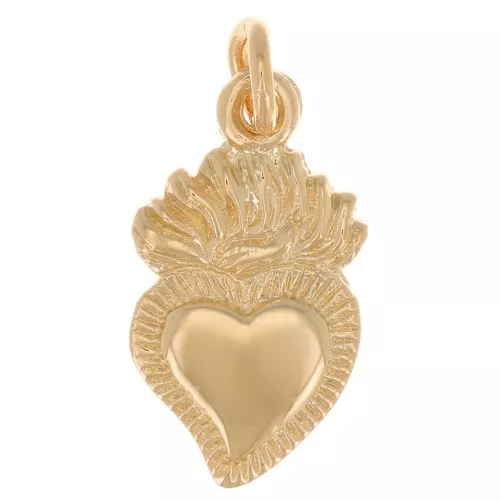 15x8mm Mexican Ex-voto Heart Charm - 3 Micron Gold Plated x1
