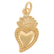 15x8mm Mexican Ex-voto Heart Charm - 3 Micron Gold Plated x1|raw }}