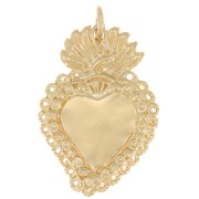23x14mm Ex-voto Mexican Heart Pendant - 3 microns gold plated x1|raw }}