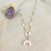 11x12.5mm Mother of Pearl Half Moon Bead - Natural x1