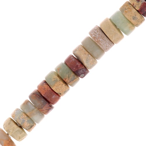 Rondelle beads Heishi gemstone 4x2mm - Regality tinted aqua terra jasper x20