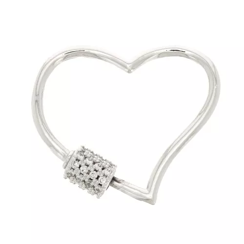 21x26mm Heart Clasp with zirconium oxide - Rhodium Tone - Crystal x1