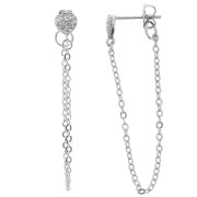 8x6mm Heart Easrstuds with zirconium oxide and Chain - Rhodium - Crystal x2