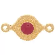 16x8mm Oriental shape connector with epoxy resin Fine Gold Plated - Red x1