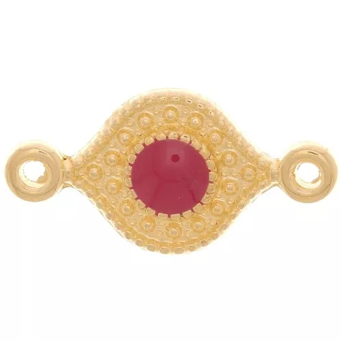 16x8mm Oriental shape connector with epoxy resin Fine Gold Plated - Red x1