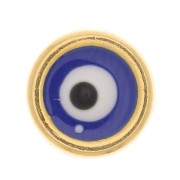 6mm round slider bead with epoxy eye for 3 mm laces - Gold Tone - Blue x1