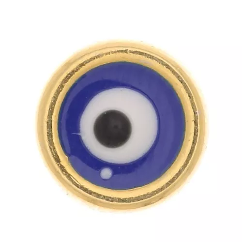 6mm round slider bead with epoxy eye for 3 mm laces - Gold Tone - Blue x1