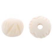12mm Round engraved bone beads - Natural x6