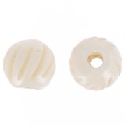 11mm Round engraved bone beads - Natural x6|raw }}