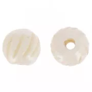 11mm Round engraved bone beads - Natural x6