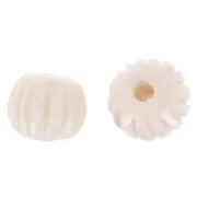 13mm Round engraved bone beads - Natural x4
