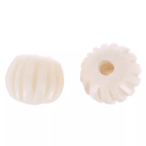 13mm Round engraved bone beads - Natural x4