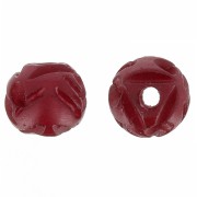 11mm Round engraved bone beads - Red x6
