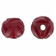11mm Round engraved bone beads - Red x6
