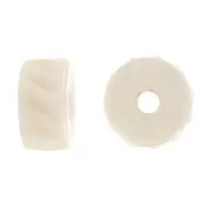 11x6mm Heishi engraved bone rondelles - Natural x10
