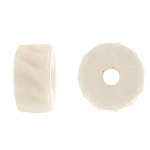 11x6mm Heishi engraved bone rondelles - Natural x10