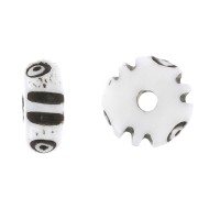 8x4mm Heishi engraved bone rondelles - Natural - Dark brown x10|raw }}